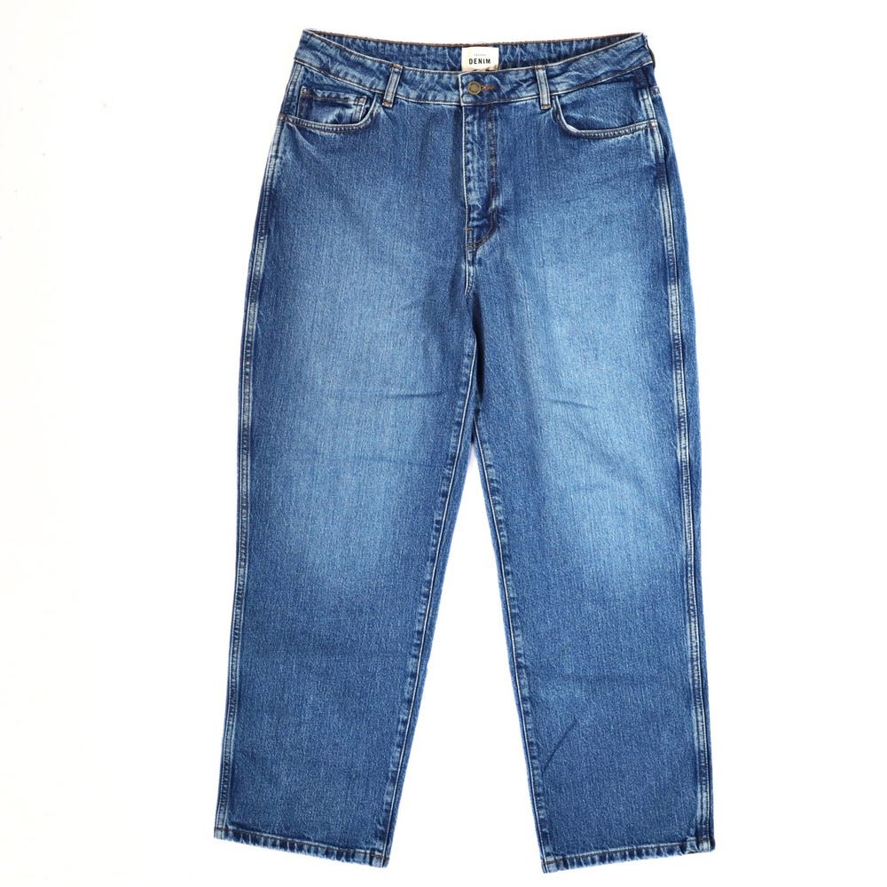 Sezane Mom Jeans Womens 44 US 12 Blue Denim High Rise Straight Leg Pants